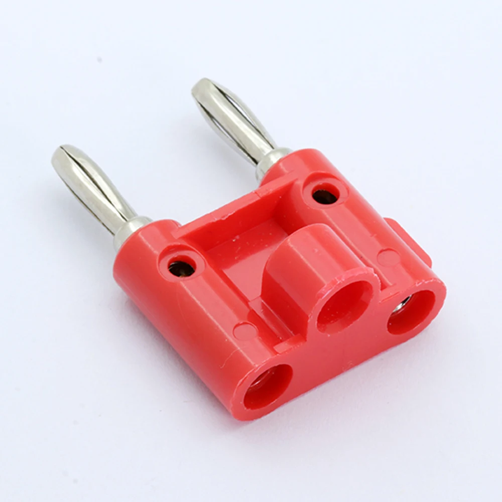 Nickel plated 2PCS black+red double dual head banana male plug connector with 4mm cable hole | Обустройство дома