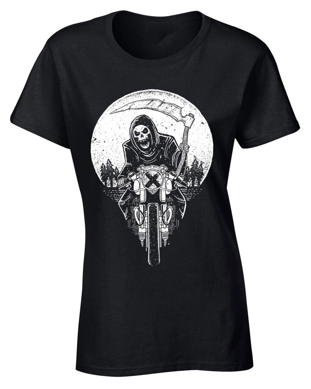 Grim Rider Футболка женская S-2Xl байкер рок Металл Готический жнец уличная забавная