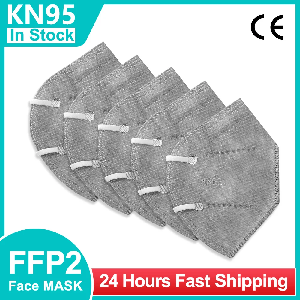 Серый респиратор CE FFP2 5 слоев Пылезащитная маска Kn95Mask защитные маски KN95 для лица
