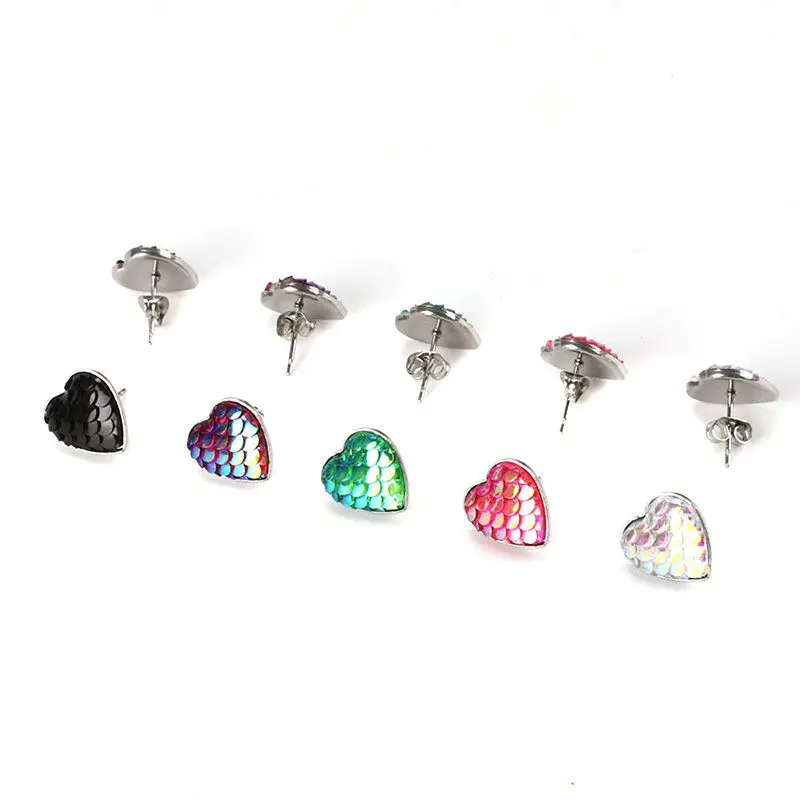 1 комплект (5 пар/компл.) Нержавеющая сталь русалки рыбы столб уха серьги гвоздики