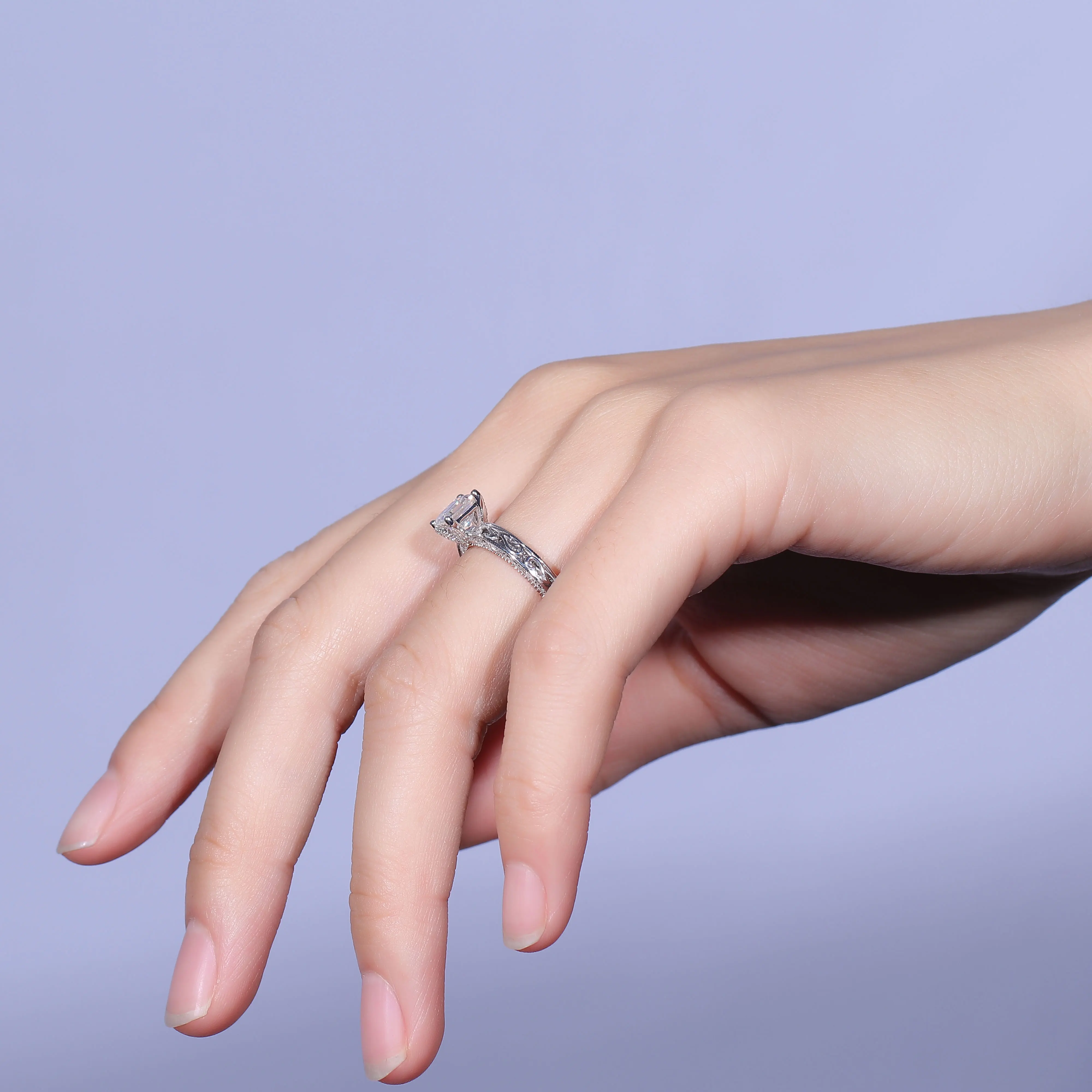 DovEggs 14K 585 двухцветное обручальное кольцо 6*6 мм Asscher Cut F/цвет GH Moissanite женское с
