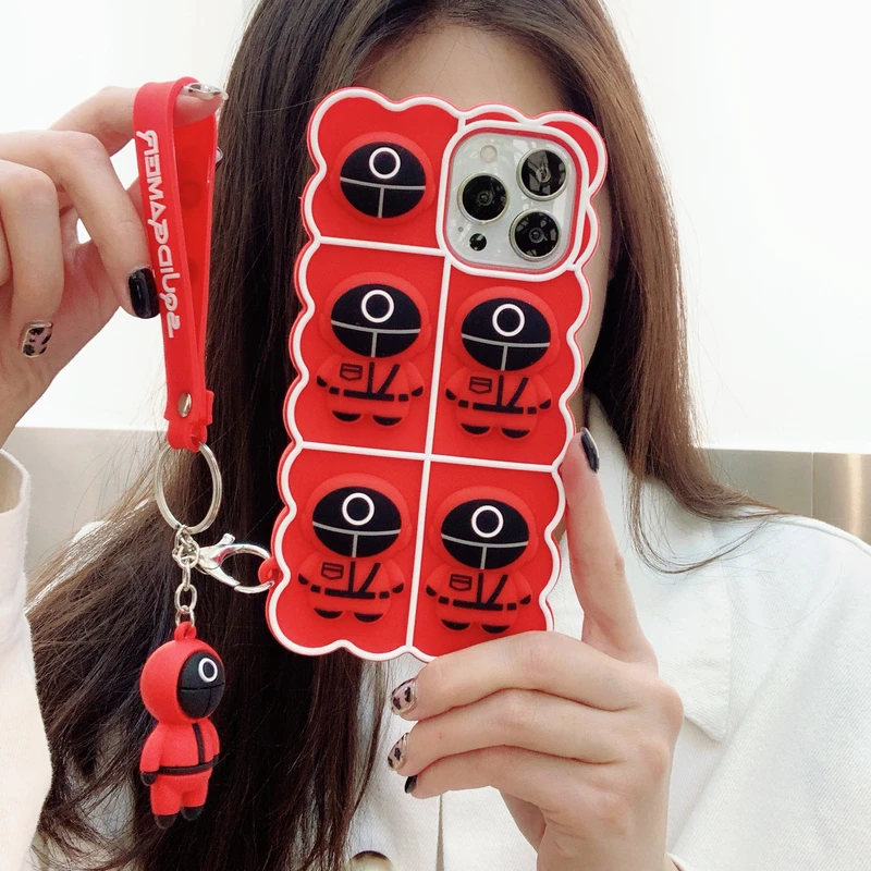 

Korean Squid Game Cute Cartoon Phone Case For iPhone 13 12 11 Pro Max XR X XS Max 7 8 Plus SE 2020 Cases Silicone Soft Cover
