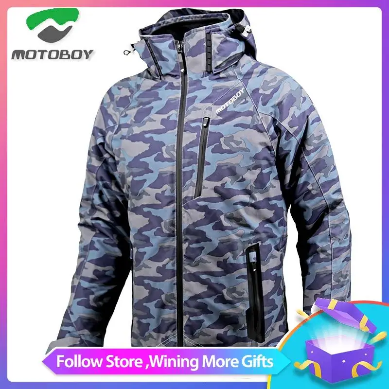 

MOTOBOY Men's Winter Camouflage Motorcycle Riding Bike Jacket with Waterproof and Warm Liner and CE Protectors for 4 Season