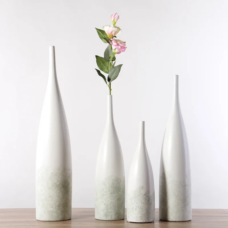 

High grade hotel ceramic vase decoration simple living room model room Nordic soft decoration home size dry flower ware