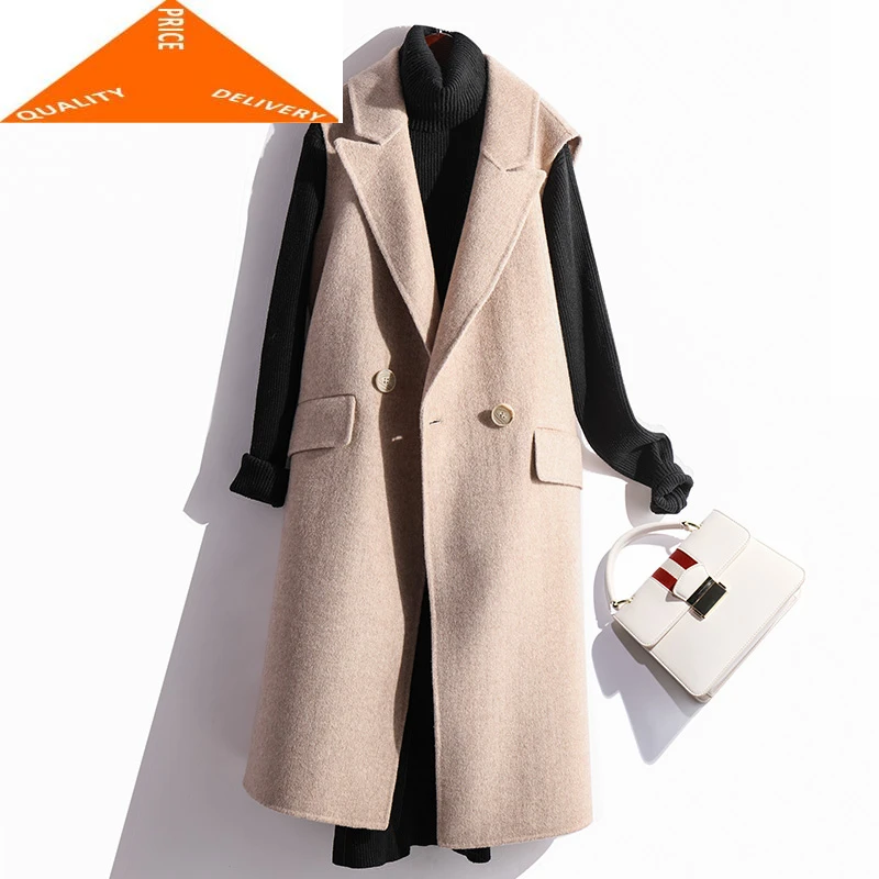 20% 2020 модный двухсторонний кашемировый женский жилет длинное пальто с капюшоном