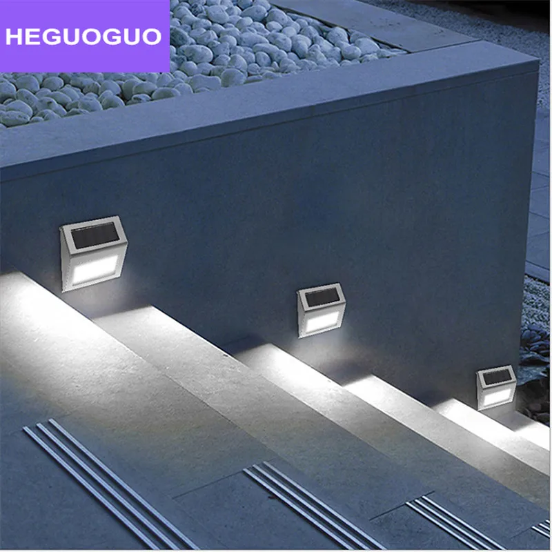 

Stainless LED Solar Lamp Path Stair Outdoor Waterproof Wall Light Garden Step Stair Deck Lights Balcony Fence 6 leds Solar Light