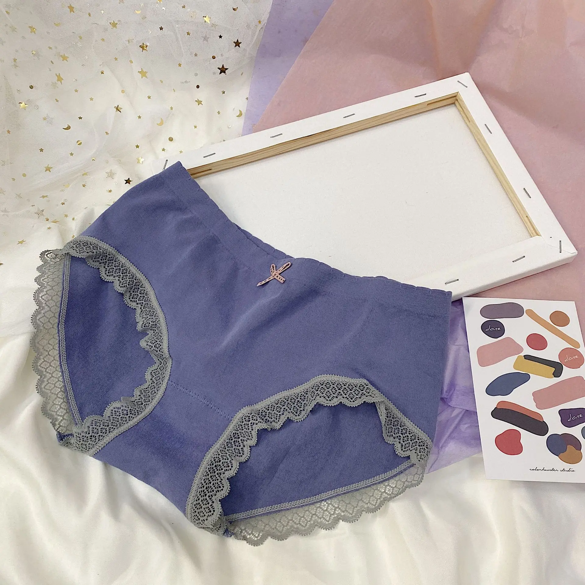 

Women's panties solid color modal sexy seamless lace Maiden briefs bow Female underpanties soft Japanese women's underwear