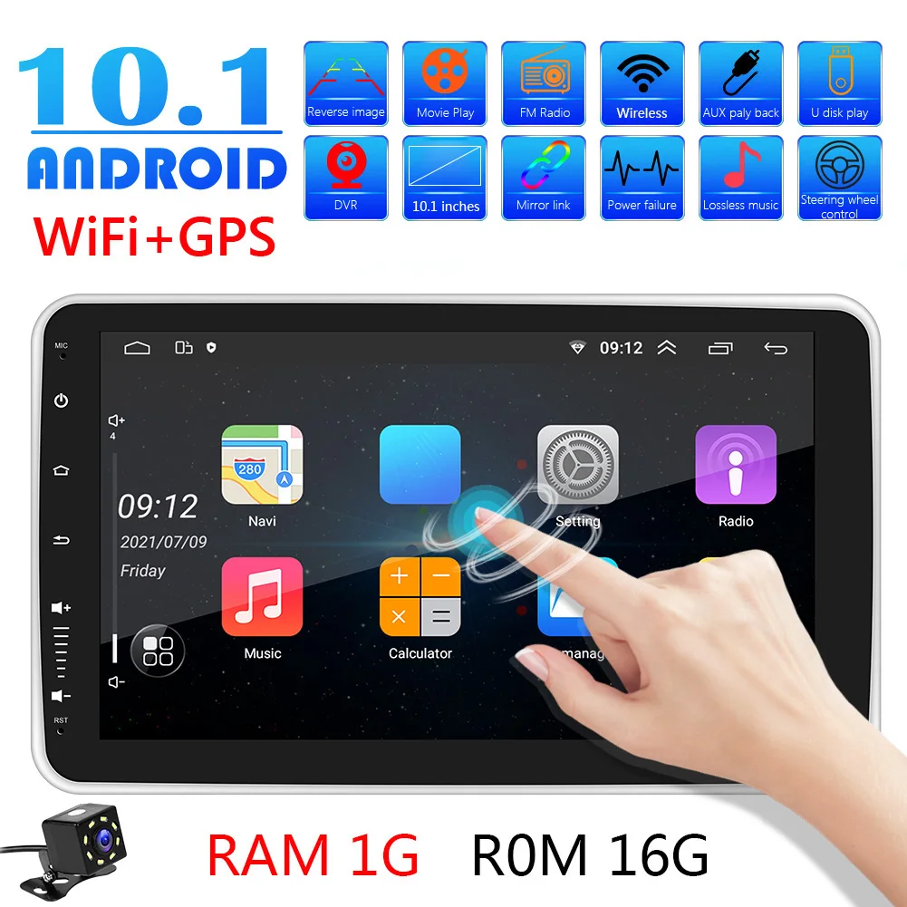 

VODOOL 10.1" Auto radio Multimedia Rotation Android 10.1 1GB +16GB FM Radio Bluetooth-compatible GPS Navigation MP5 Player