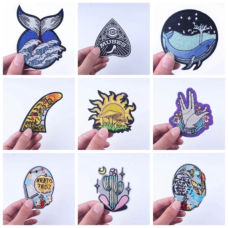 Горы вышивка волна кактус гладить на патчи для одежды Бесплатная доставка защита