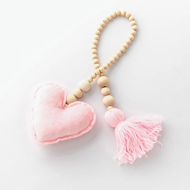pink heart Скандинавские украшения для детской комнаты деревянные бусины Звезда Сердце украшения для ребенка Мобильная подвеска на коляску кроватку игрушки для девочек детские палатки украшения - Цвет: pink heart