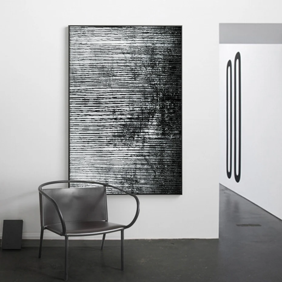 Винтажные черно-белые абстрактные чернила художественные картины на холсте