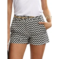 new fashion plaid shorts woman shorts summer black and white mid waist casual pocket straight shorts hot sale