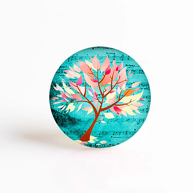 Подвеска Древо жизни 5 шт./лот 25 мм круглый стеклянный кабошон драгоценный камень