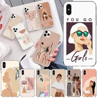abstract fashion vintage girl minimalist art phone case for iphone 13 12 11 pro mini xs max 8 7 plus x se 2020 xr silicone soft