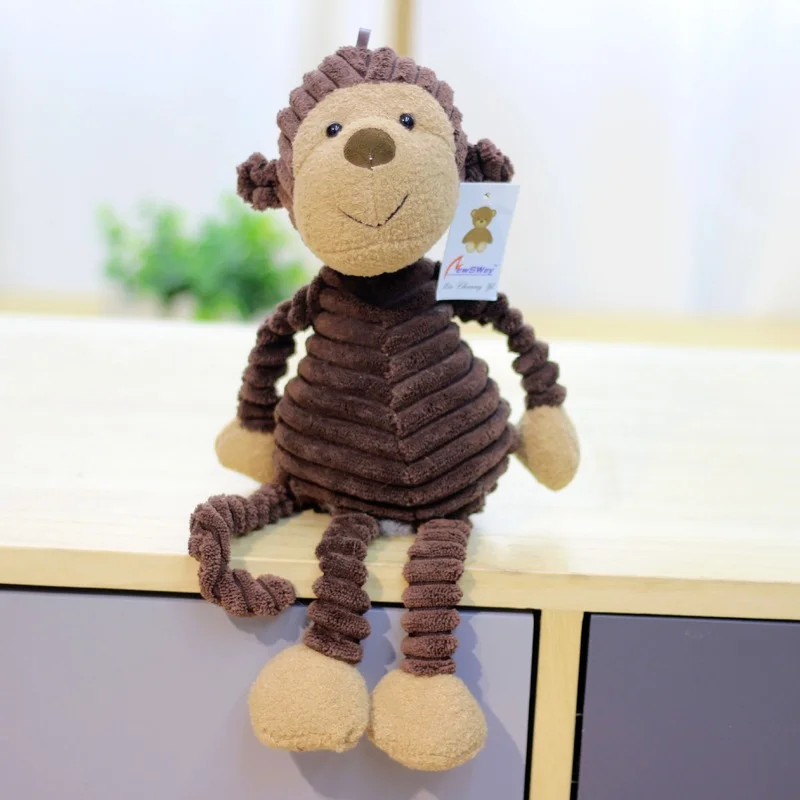 

New Kawaii Stripe Monkey Fox Panda Elephant Many Kinds Lovely Animal Plush Toy PP Cotton Filling Cute Doll Child Creativity Gift