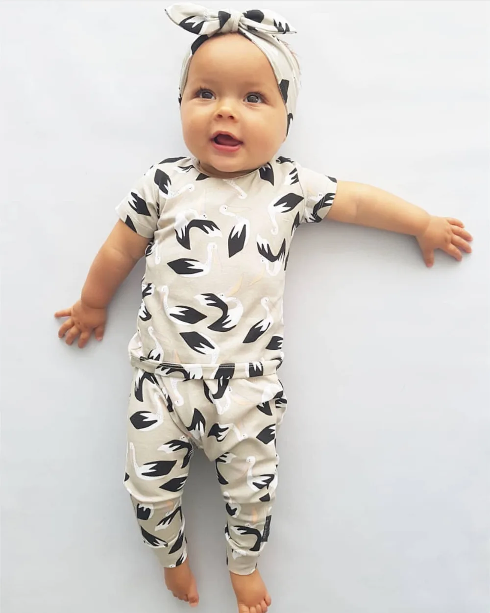 3 шт. футболка с коротким рукавом штаны и повязка на голову | Мать ребенок