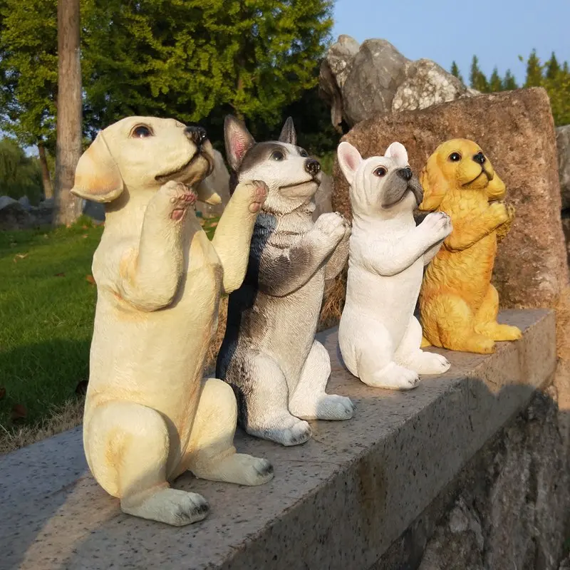 

Pastoral Simulation Animal Resin Dog Ornaments Courtyard Outdoor Statues Decoration Home Livingroom Table Puppy Sculpture Crafts