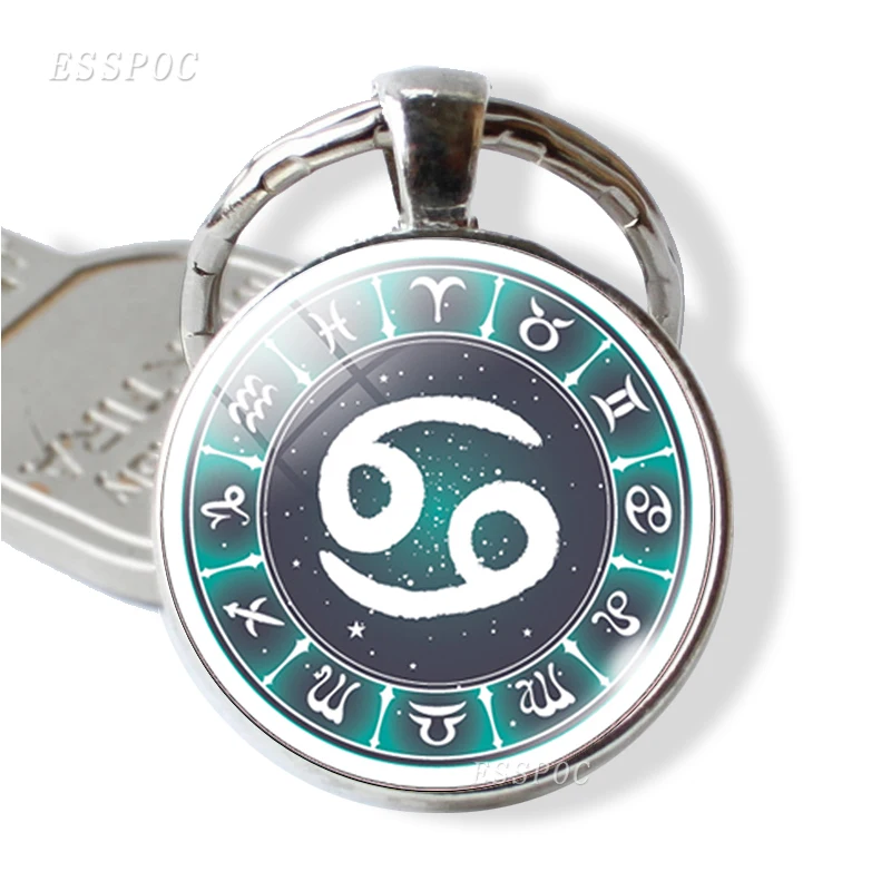 12 созвездий простой стиль брелок стеклянный купол подвеска в виде знака зодиака