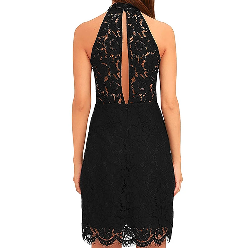 

White Lace Dress 2020 Women Summer Lace Dress Sexy Sleeveless Club Hollow Out Floral Pencil Knee-Length Women Dress