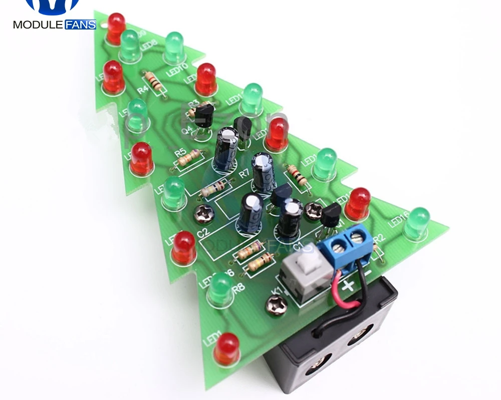 Diy Kit электронный модуль платы блока программного управления Рождественские елки светодиодный Красный Зеленый флэш-светильник электронный костюм