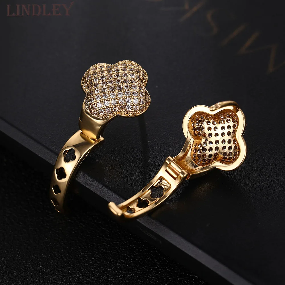 Женские серьги в форме четырехлистного клевера из розового золота 585 пробы с