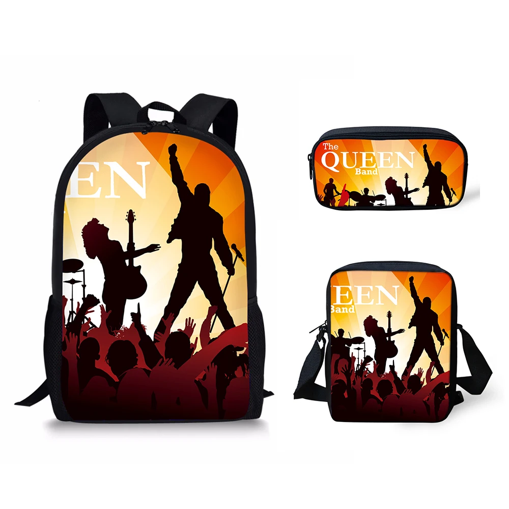 HALYUNASC 3PCs/Set Children's School Backpack Queen Band Pattern School Bags Popular Band Design Teenagers Book-Bags Set