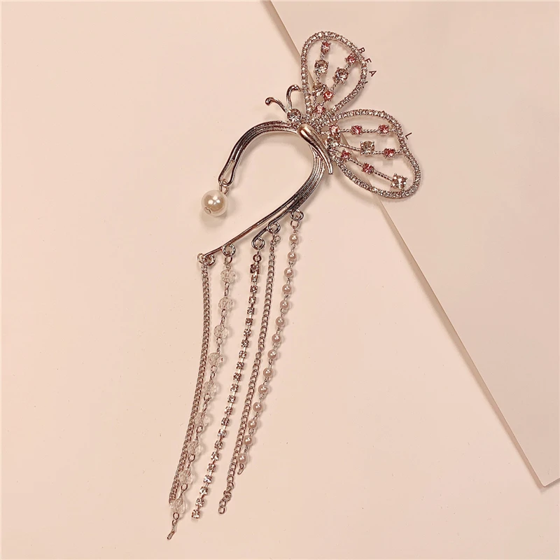 Модные серьги-клипсы с кристаллами в виде еврея жемчужные бусины-бабочки длинные