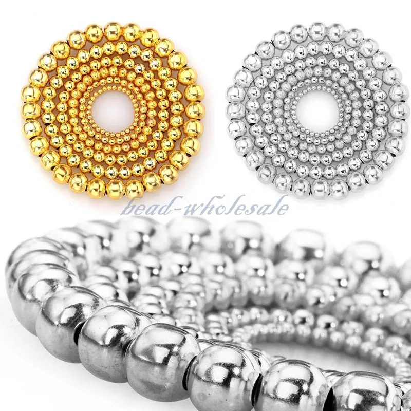 100 шт 4 мм 5 6 8 позолоченные круглые металлические серебряные бусины для