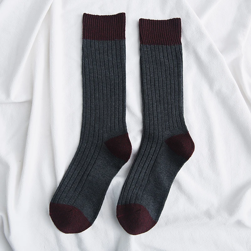 Dark gray Женские теплые носки Harajuku красочные корейский стиль забавные Женские носочки 100 хлопок 1 пара каваи рождественские подарки Размер 35-39 - Цвет: Dark gray