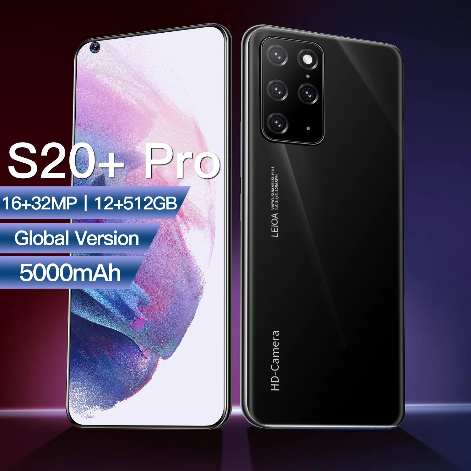 

Smartphone Hot S20+ Pro 7.2 Inch 4G+5G Network HD Screen MTK6899 10core 5000mAh 12GB+512GB Global Version Mobile Phone