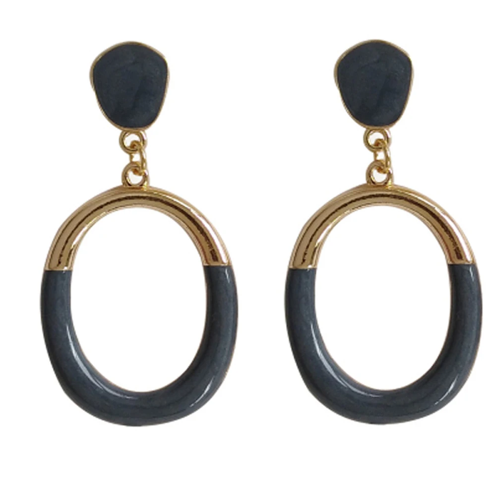 

2021 New French Style Earrings Simple Fashion Personality Creative Design Double Color Stud Earrings Women Fine Jewelry Gift