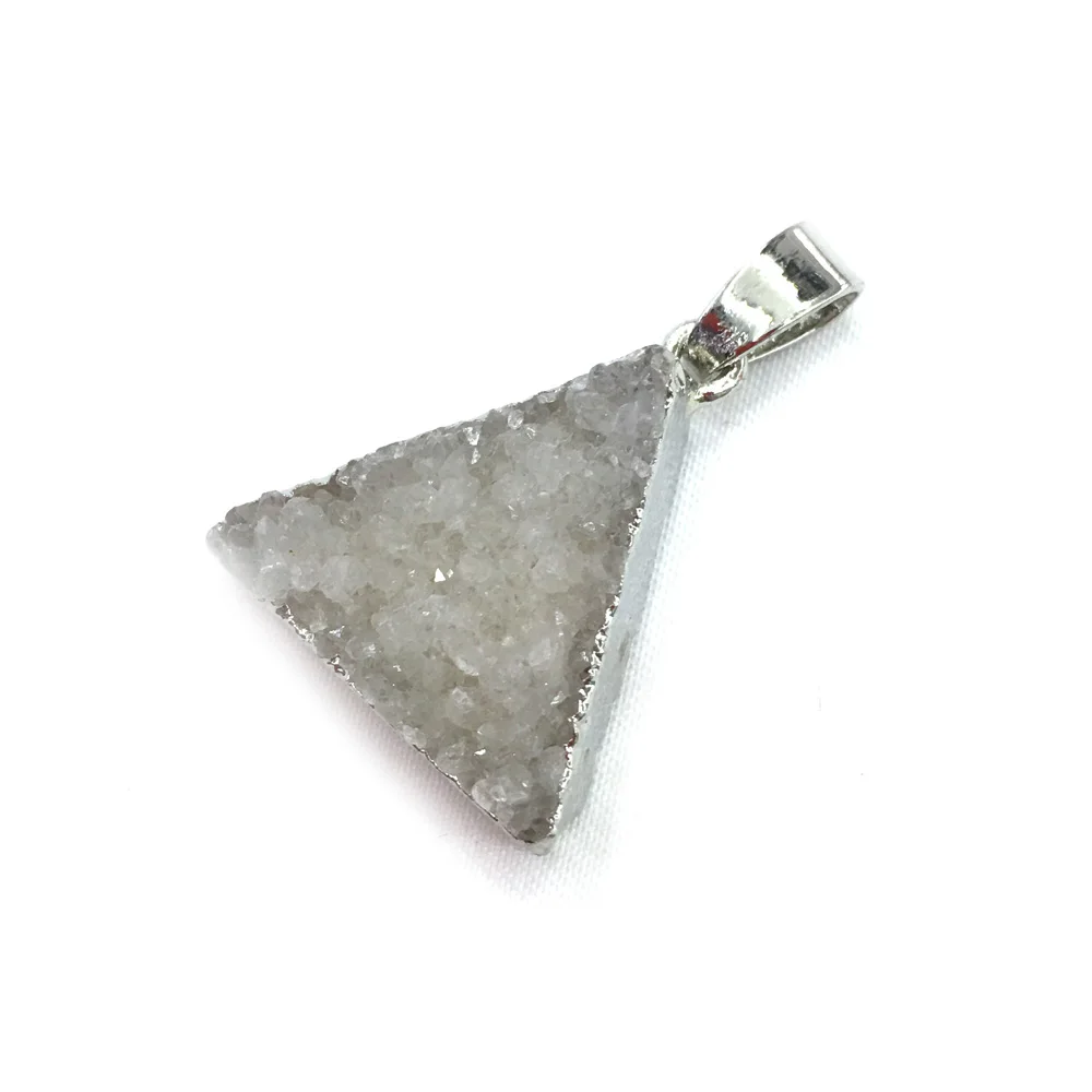 

Triangle Plated Green Agates Pendant Reiki Healing Natural Stone Amulet DIY Jewelry Personality Gift Size 19x21mm