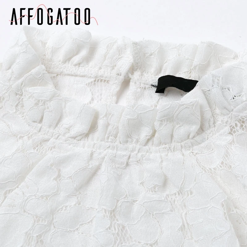 Afogafoo элегантная кружевная белая блузка рубашка женская сексуальная открытая