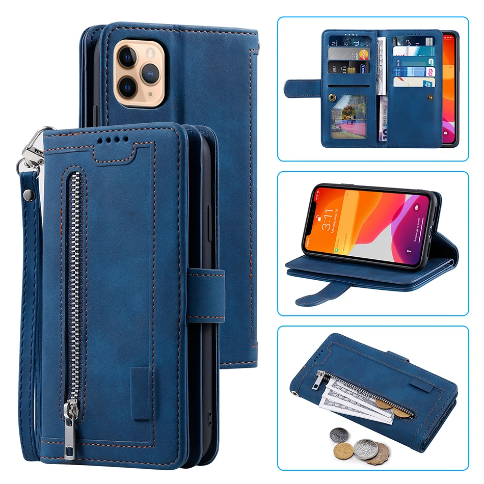Многофункциональный чехол кошелек для iPhone SE 2020 6 6S 7 8 Plus X XS XR 10 11 12 Pro Max Mini откидная