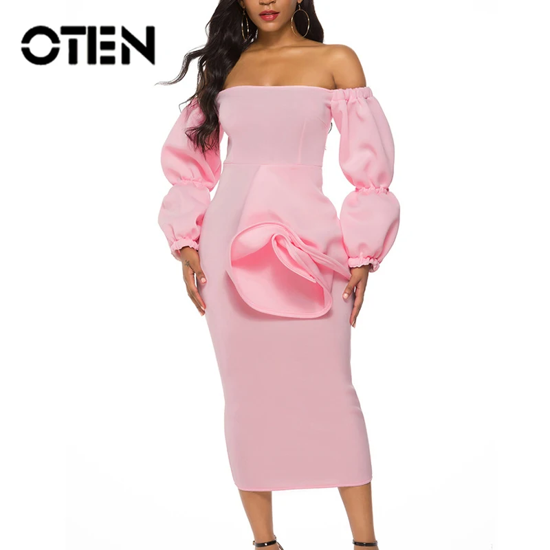 OTEN вечерние платья для женщин сексуальное с открытыми плечами баской