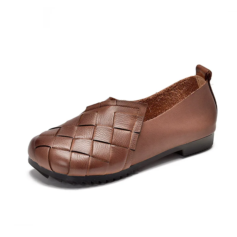 

YourSeason Genuine Leather Flats Ladies Vintage Spring Autumn 2021 Handmade Women Concise Shallow Casual Shoes Round Toe