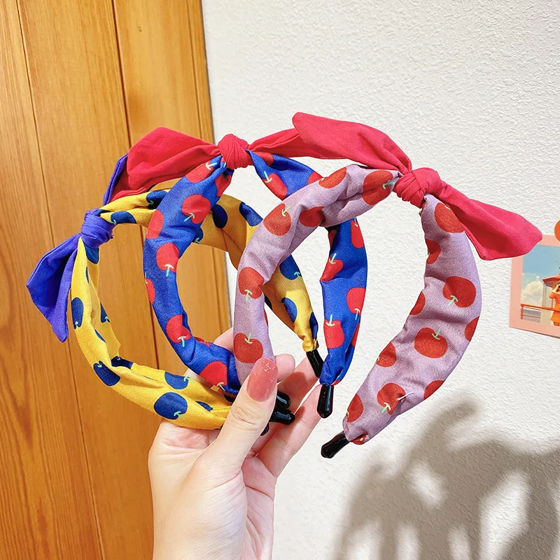 

2021 Raindo Children Cute Colors Apple Bow Hair Hoop Headbands Baby Girls Lovely Sweet Hairbands Headwears Kids Hair Accessories
