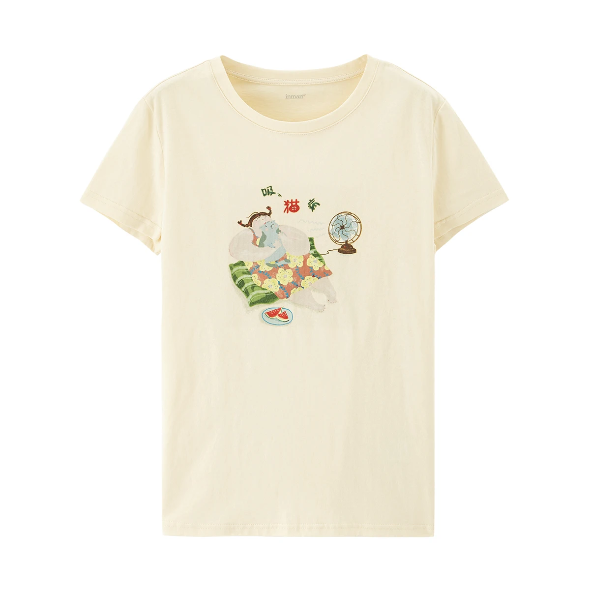 Женская футболка из чистого хлопка с круглым вырезом и забавным принтом | одежда