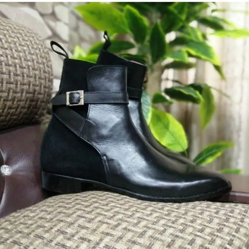 

Men PU Leather New Handmade Buckle Strap Boots Classic Boots Ankle Men Boots Casual Fashion Winter Combat Boots KR139