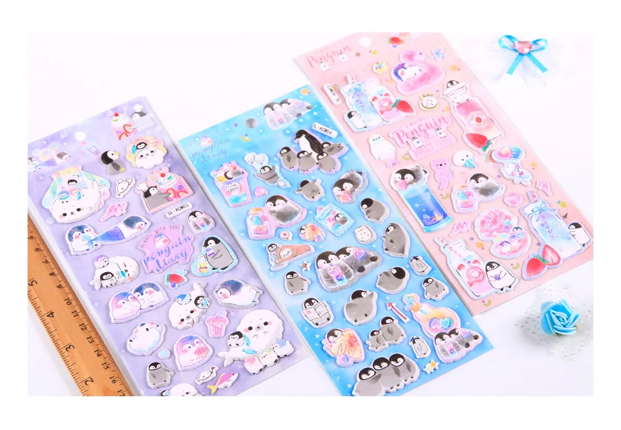 Kawaii Маленький пингвин 3D губка дневник Стикеры украшение для альбома Стикеры s pvc канцелярские принадлежности DIY Стикеры s Школа канцелярских товаров