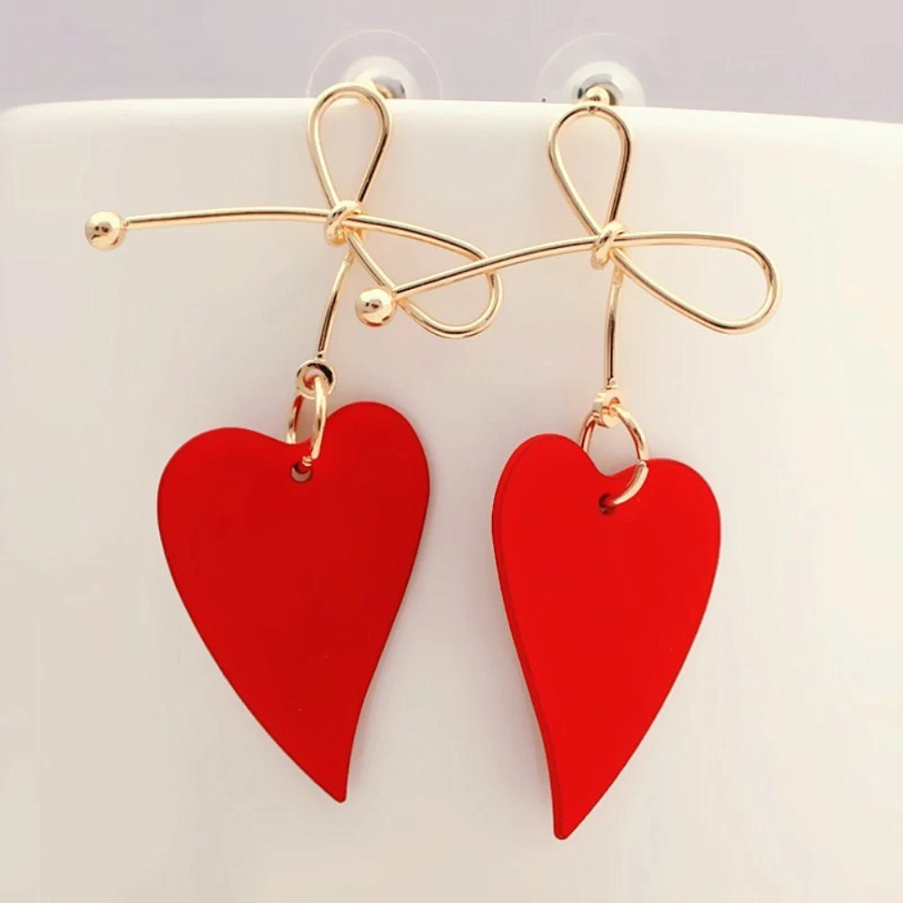 

Fashion Gold Color Heart Geometric Drop Earring for Women Brincos Vintage Red Green Yellow Earring 2020 Irregular Korean Jewelry