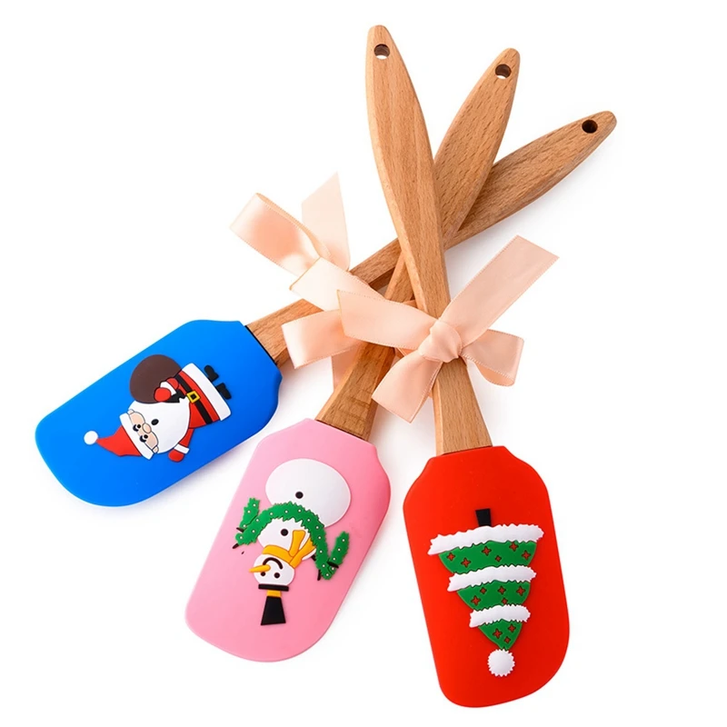 

Silicone Cooking Utensils Wooden Handle Non-Stick Spatula & Adjustable Christmas Rolling Pin CNIM Hot