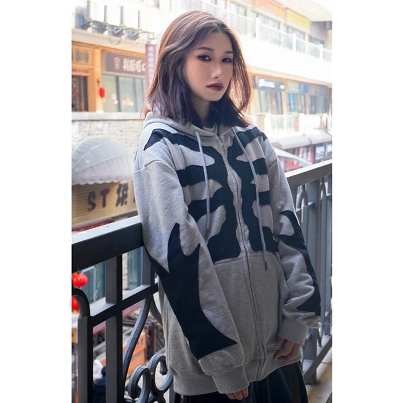 Куртка мужская с капюшоном в стиле хип-хоп Свитшот асимметричного покроя