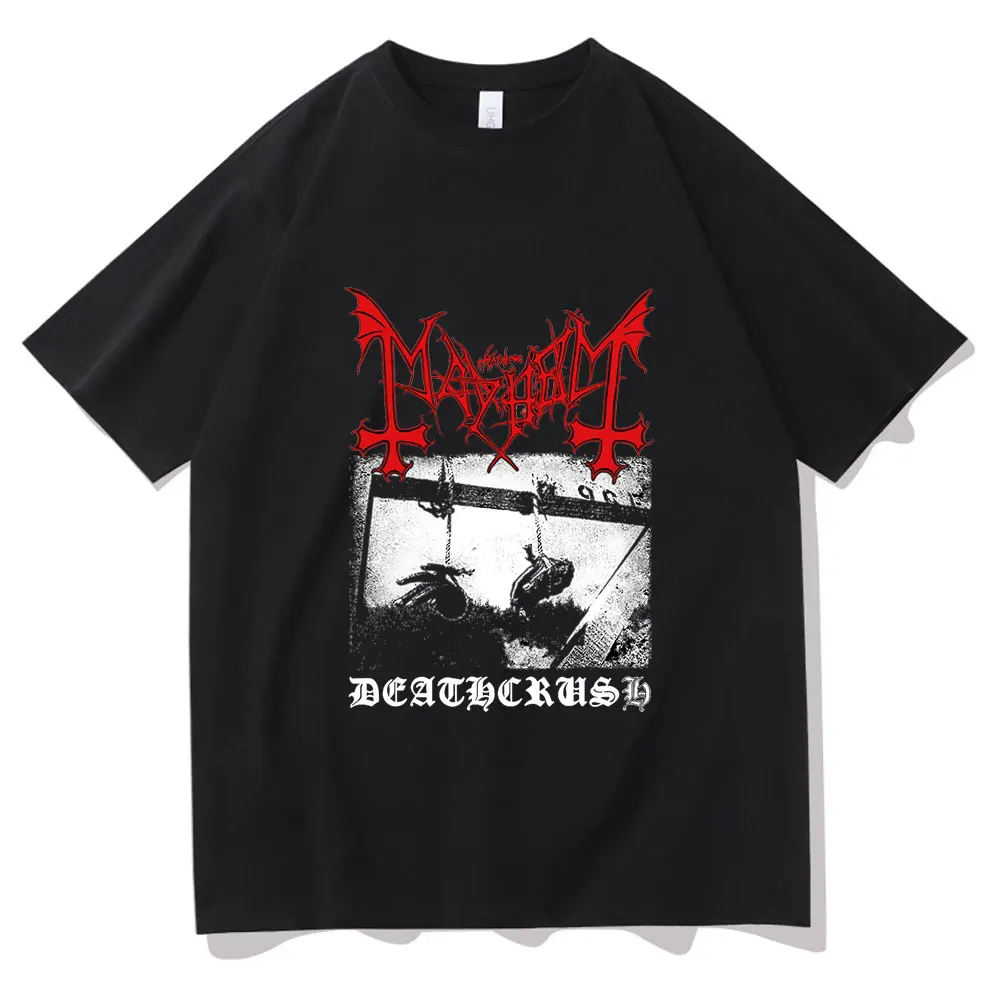Mayhem Deathcrush Black Harajuku T Shirts Men Fashion Tee Shirt Tops Korean Trend EU Size Band Tshirt Women Daily Loose T-shirt