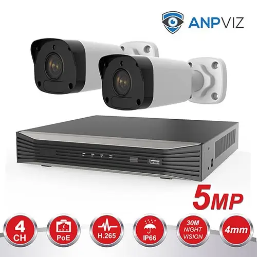 2PCS 5MP Bullet KIT Anpviz H.265 4CH POE NVR KIT CCTV Security System 2/4PCS 5MP CCTV Bullet IP Camera P2P Video Surveillance Set - Цвет: 2PCS 5MP Bullet KIT