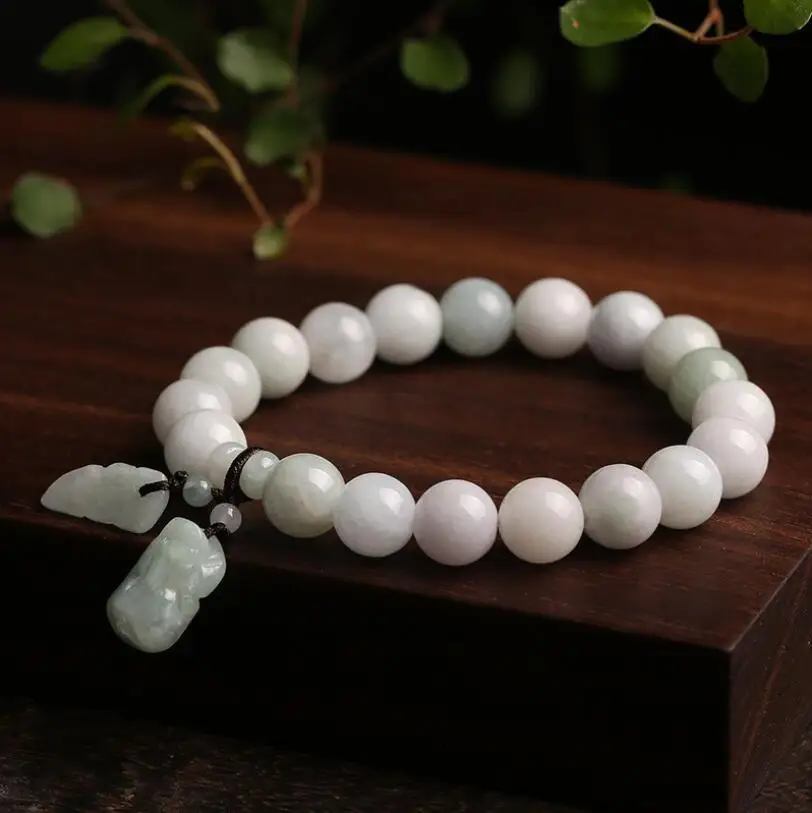 Плетеный вручную регулируемый браслет из нефрита 8 мм бусин натурального