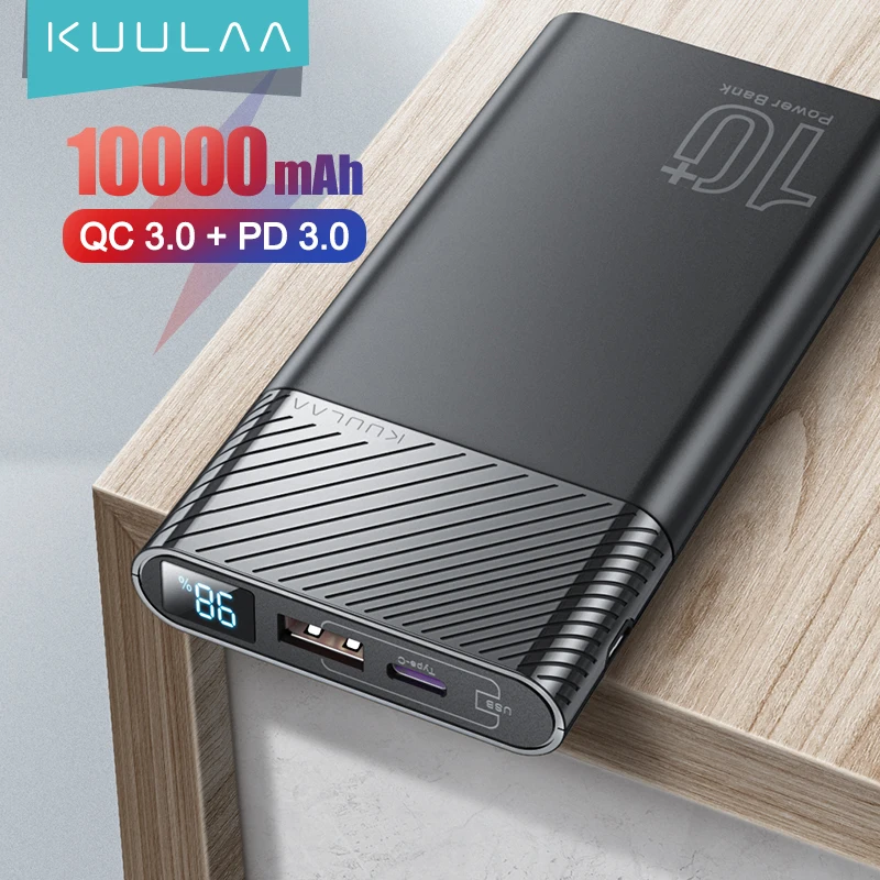  KUULAA Power Bank 10000 мАч QC PD 3,0 повербанк быстро портативное зарядное устройство QI 10000 мА/ч, USB Внешнее зарядное устройство Power Bank для Xiaomi Mi 10 