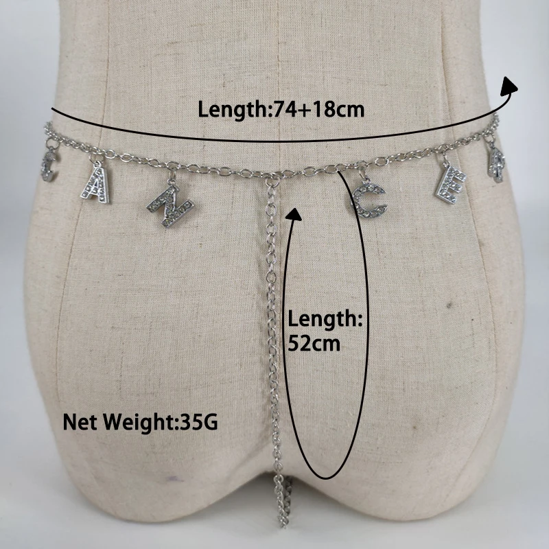 Женская цепочка на талию с надписью стразы 12 созвездий стринги для тела в стиле