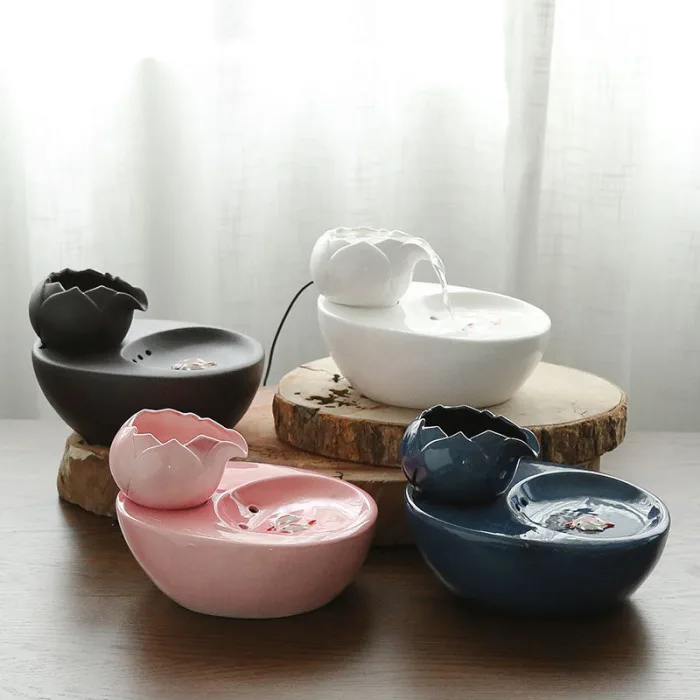 Cat Ceramic Water Fountain Automatic Pet Drinking Fountain Quiet Electric Automatic Circulation System Water Dispenser P7Ding