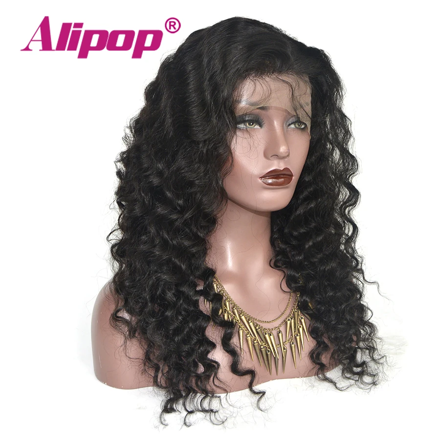 180% Плотность ALIPOP глубокая волна 360 кружева фронта al парик с волосами младенца бразильские кружева передние человеческие волосы парики Remy человеческие волосы